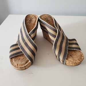 Cato Cross Strap Striped Wedge Heel